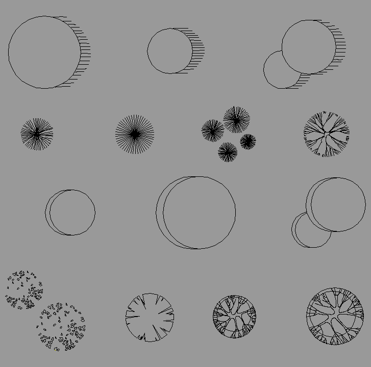 Bloque Autocad Vista de Arboles en Planta